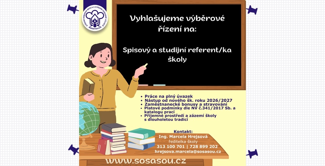 Výběrové řízení na pozici: Spisový a studijní referent/ka školy